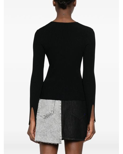 Roberto Collina Black Cut-Out Ribbed-Knit Top