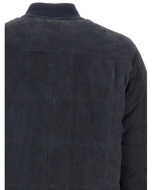 Volfagli Blue Pitti Camoscio Leather Jacket for men