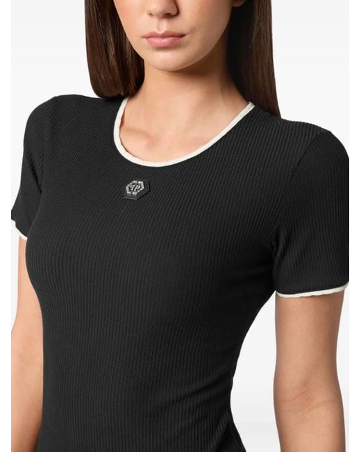 Philipp Plein Black Short Dress Mini Sleeves