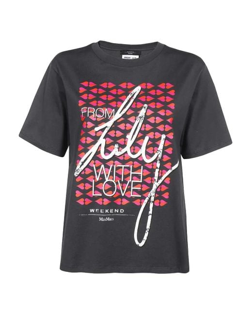 Weekend by Maxmara Red Graphic-Print Cotton T-Shirt