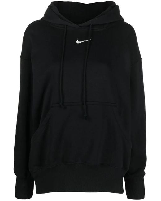Nike Black Embroidered-Logo Cotton Hoodie