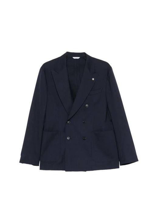 Manuel Ritz Blue Double-Breasted Blazer for men