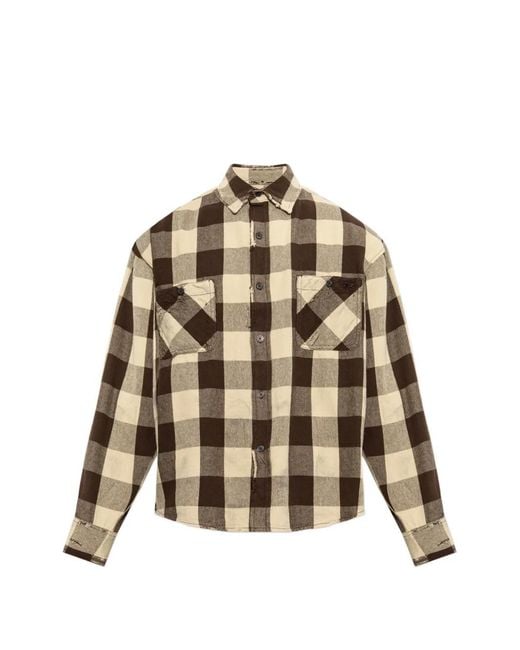 DIESEL Brown Check Distressed Shirt for men