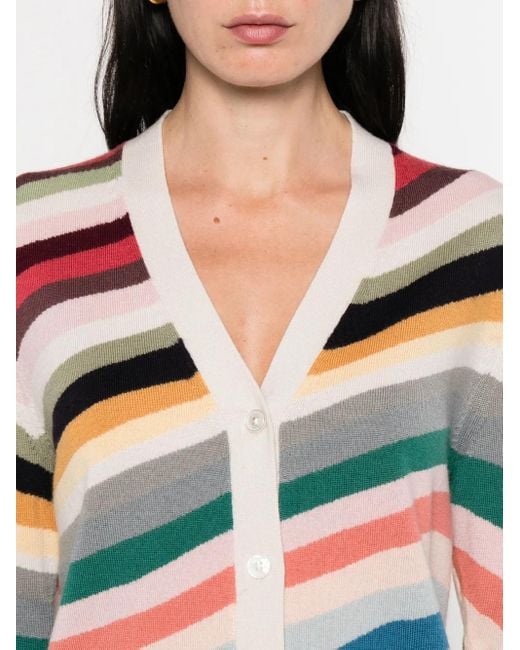 Paul Smith Natural Striped-Wave Cardigan
