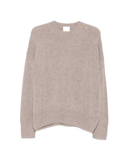 Allude Natural Ribbed-Knit Crew-Neck Knit