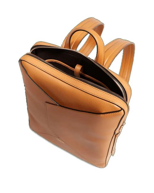 Lancel Brown Enveloppe Leather Backpack