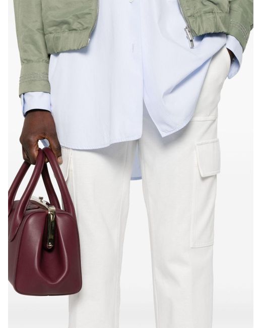 Peserico White Drawstring-waistband Cropped Trousers