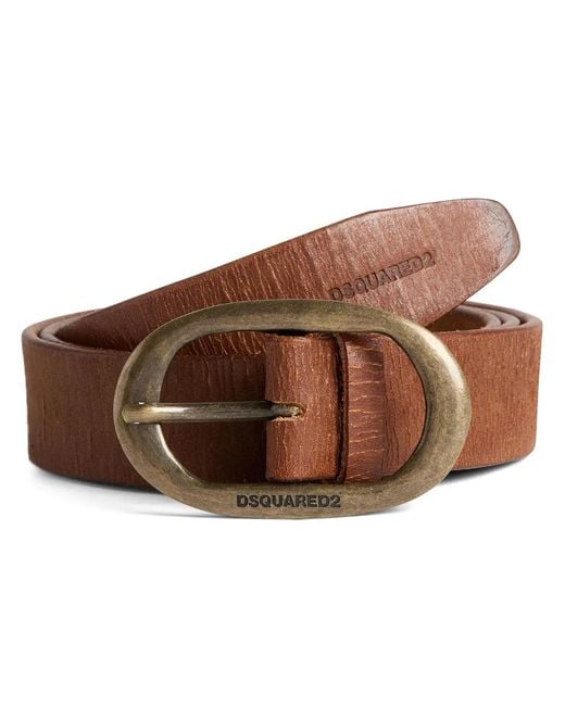 DSquared² Brown Logo-buckle Leather Belt for men
