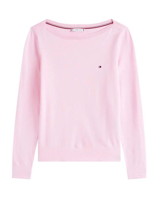 Tommy Hilfiger Pink Pullover mit U-Boot-Ausschnitt