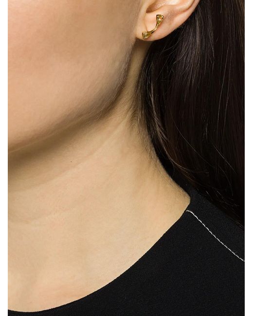 LE STER White 18Kt Diamond Lemon Flare Left Ear Stud With Rose More Jacket