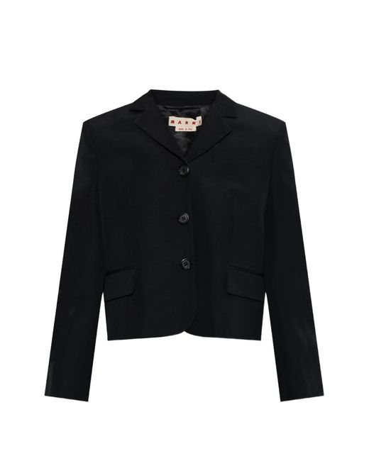 Marni Black Single-Vent Cropped Blazer