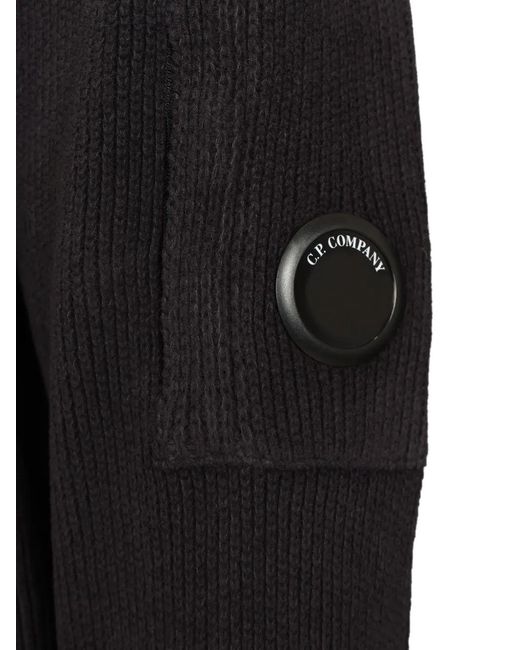 C P Company Black Lens-Detail Cotton Sweater for men