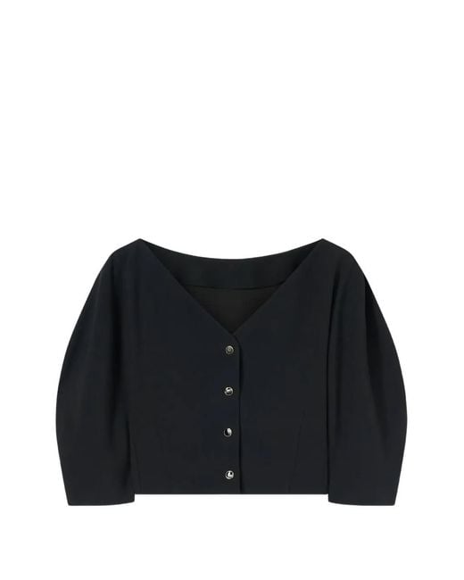 RETORI Black Buttoned-Back Blouse