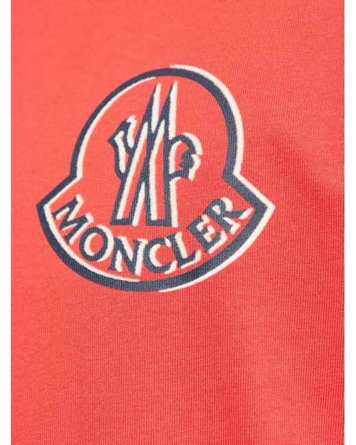 Moncler Red Logo-Printed Cotton T-Shirt for men