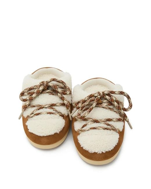 Moon Boot White Evx Shearling Lace-Up Mules