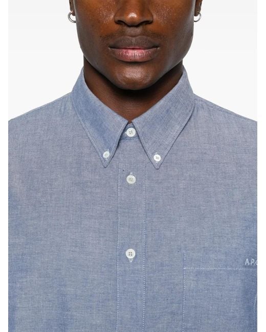 Camisa Con Botones A.P.C. de hombre de color Blue