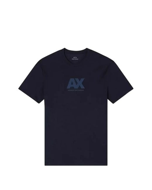 ARMANI EXCHANGE Blue Logo-Print Cotton T-Shirt for men