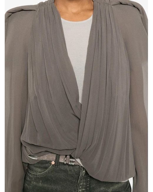 Rick Owens Brown Maria Pleated Crossover Jacket