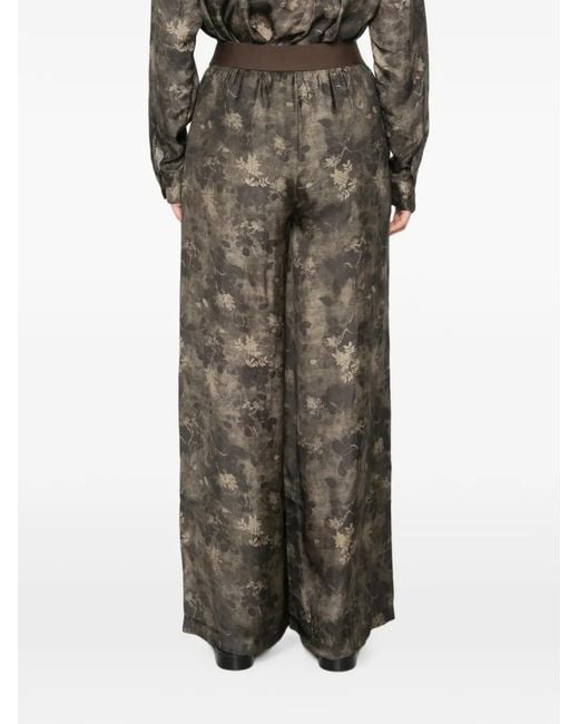 Uma Wang Brown Floral-Print Wide-Leg Trousers