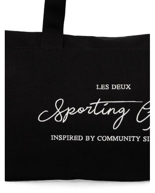 Les Deux Black Logo-Embroidered Holdall for men