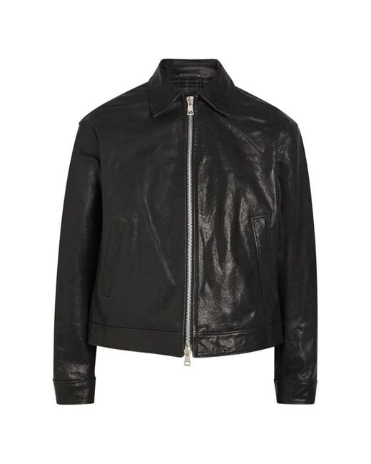 Picante Black Leather Zip-Up Jacket for men