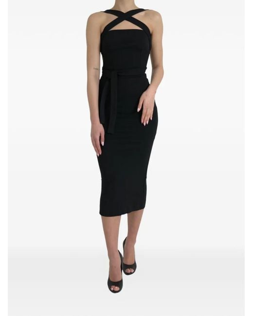 Dolce & Gabbana Black Criss-Cross Halter-Neck Dress