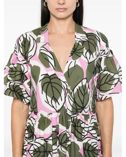 Talbot Runhof White Floral-Print Midi Dress
