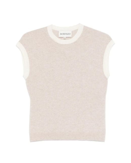 Bompard White Contrasting-Trim Short-Sleeve Vest
