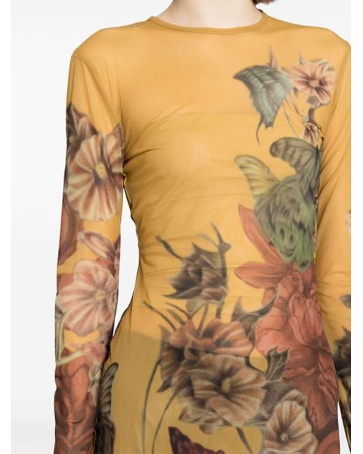 Alberta Ferretti Yellow T-Shirt mit Blumen-Print