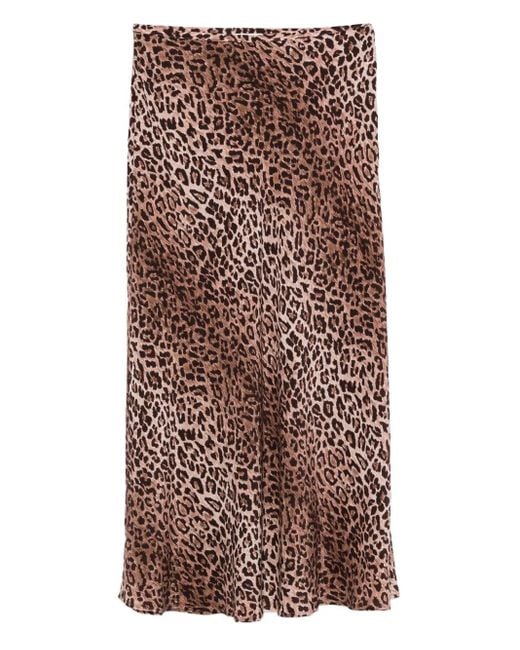 Rixo Kelly Midi-Rok Met Luipaardprint in het Brown