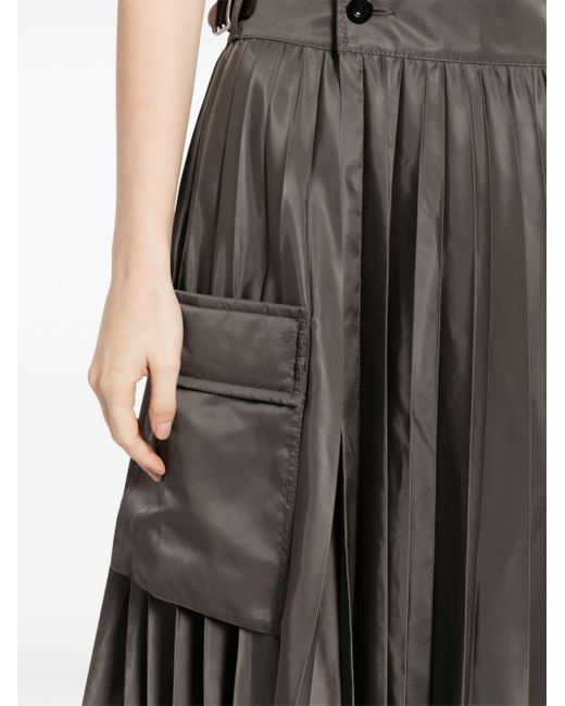 Sacai Gray Pleated Midi Skirt