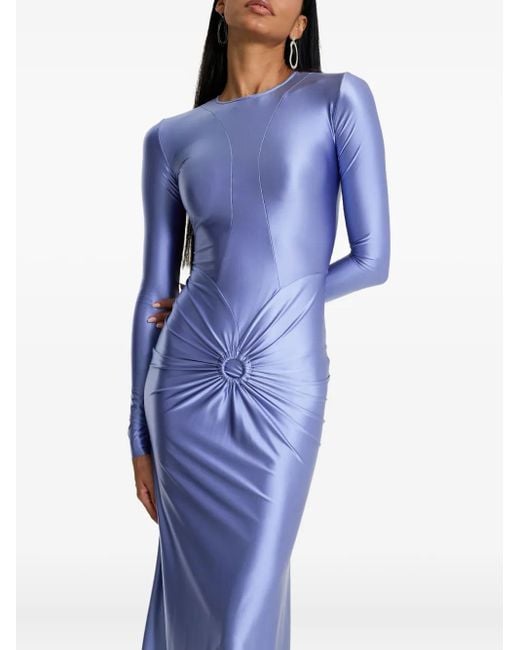 MOOS STUDIO Blue Electric Bloom Long-Sleeve Twisted-Front Midi Dress