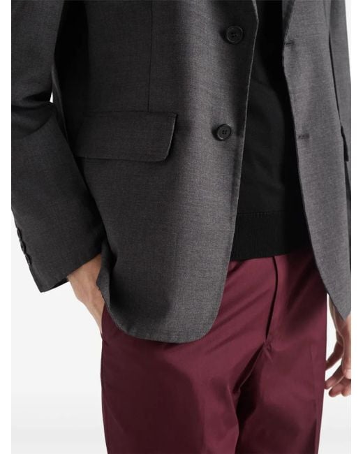 Prada Black Single-Breasted Wool Blend Jacket for men