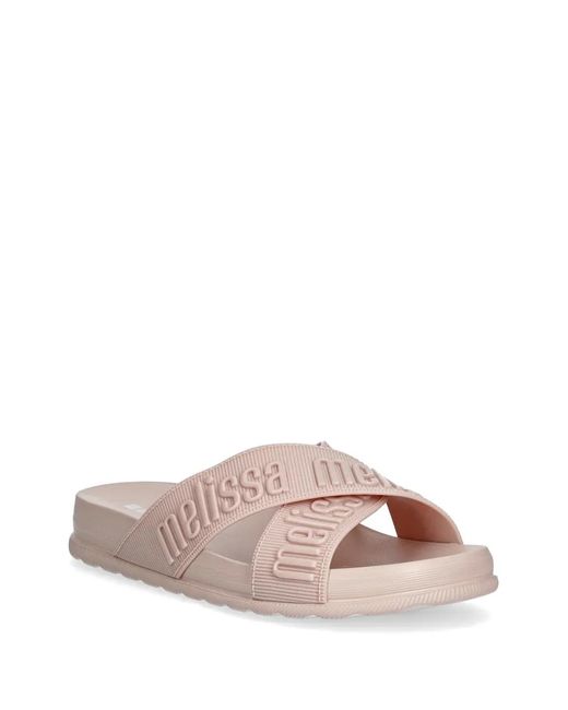 Melissa Pink Logo-Embossed Crossover Slides