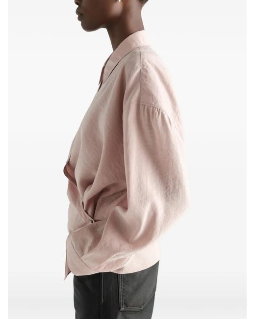 Lemaire Pink Straight Collar Twisted Shirt