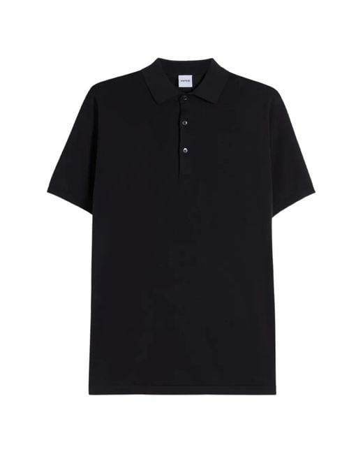 Aspesi Black Fine-Knit Polo Shirt for men