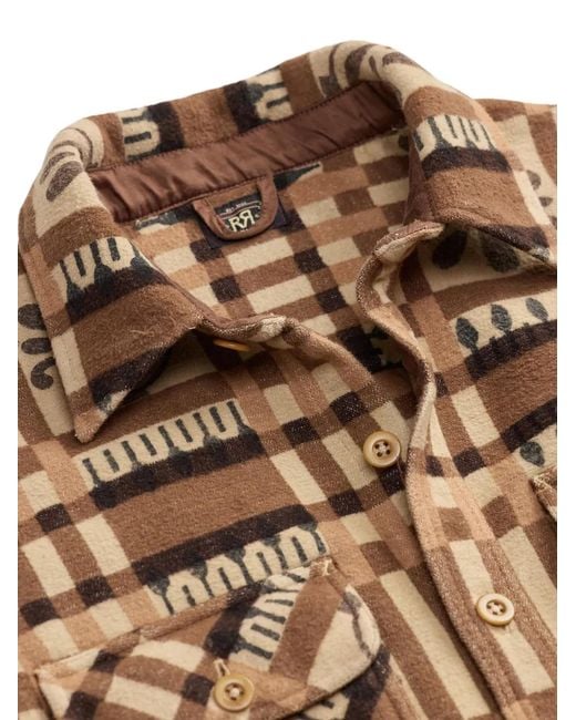 RRL Brown Patterned Check Shirt