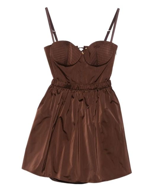 Elisabetta Franchi Brown Corset-Style Mini Dress