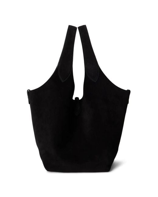 Polo Ralph Lauren Black Small Polo Play Sueded Tote Bag