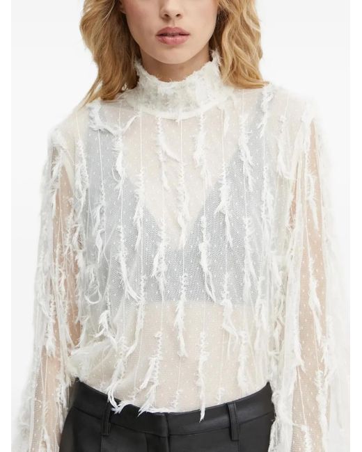 Munthe White Frayed-Edge Blouse
