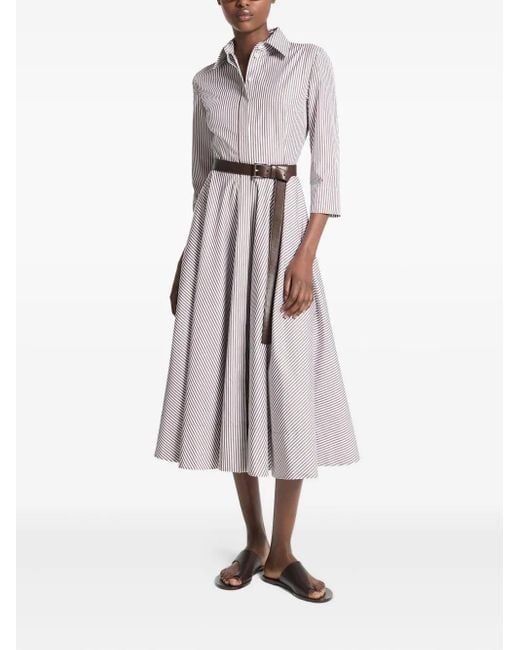 Michael Kors Purple Striped Belted Shirt Dress