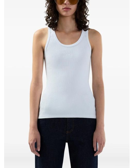 Gcds White Logo-Embroidered Tank Top