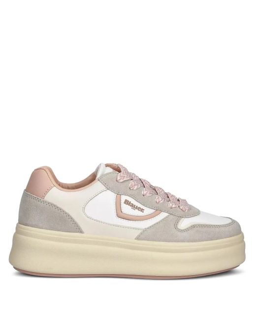Blauer プラットフォーム レザースニーカー White