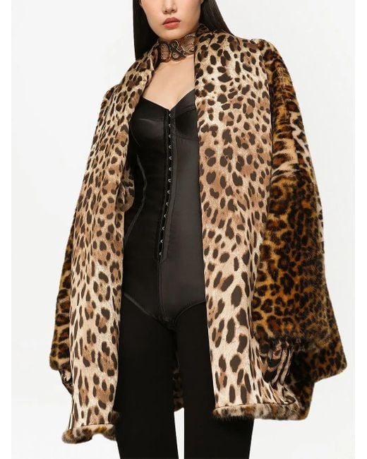 Dolce & Gabbana Brown Kim Dolce&gabbana Faux Fur Leopard Print Coat
