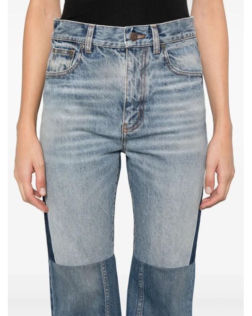 Chloé Blue Flared Patchwork Jeans