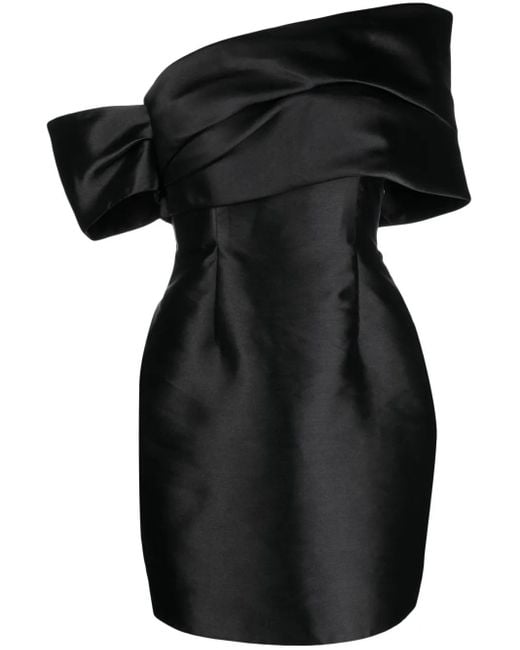 Solace London Black Edda Satin Mini Dress