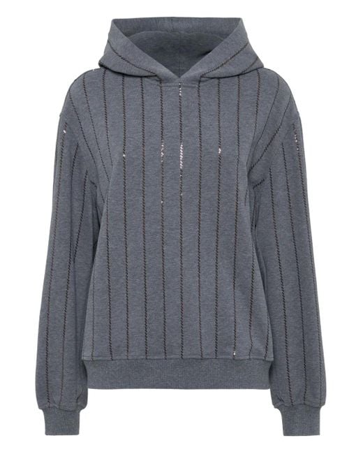 Felpa Con Paillettes E Cappuccio di Brunello Cucinelli in Gray