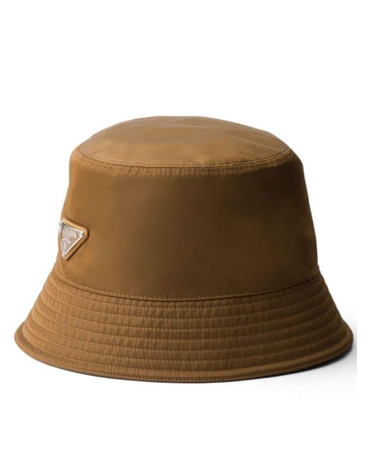 Prada Natural Re-nylon Triangle-logo Bucket Hat for men