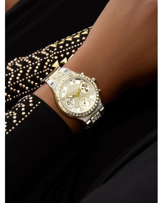 Guess Metallic Quarz-Armbanduhr Mit Kristallen 36Mm