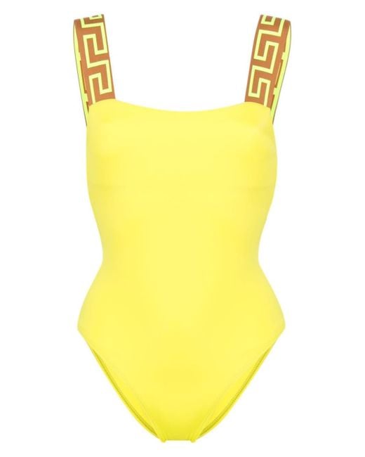Versace Greca Border Swimsuit in Yellow
